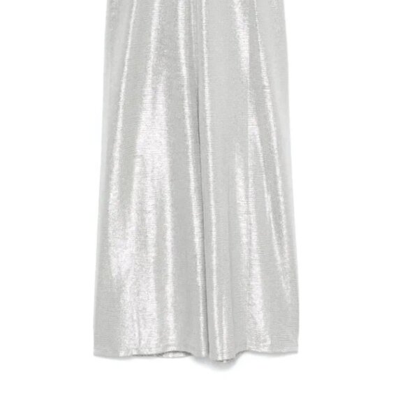 Lauren by Ralph Lauren Gown Womens Size 10 Silver Front Twist Detail Long Sleeve - Picture 3 of 6